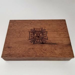 Vintage VFW Wooden Card Deck Holder Veterans Military Americana